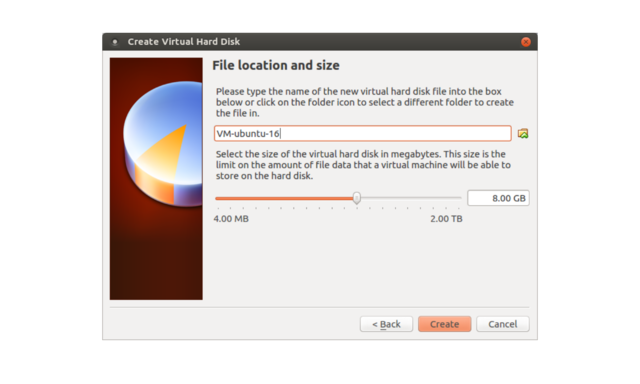 If necessary, your virtual disk can be as large as 2 TB - or the maximum free space on the host device