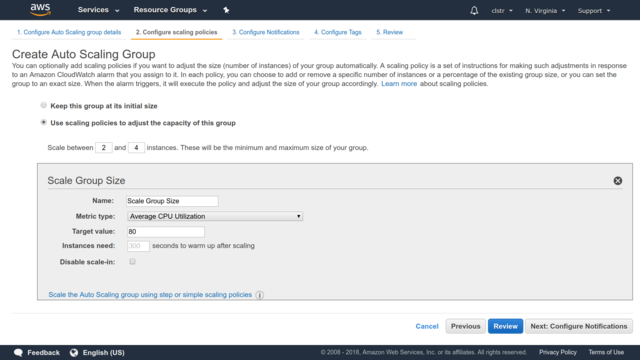 A scaling group will automatically launch or retire pre-configured instances according to changing demand